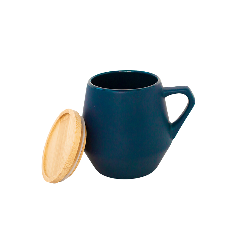 SEVILLA - eco-neutral Ceramic Mug with Bamboo Lid - Blue