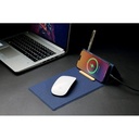 BLACE - @memorii Recycled PU Mouse Pad with Wireless Charger & Mobile Stand - Blue