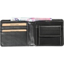 FISS - eco-neutral Cactus Leather Wallet with Coin Pocket, Card Case & Contrast Stitch (Black)