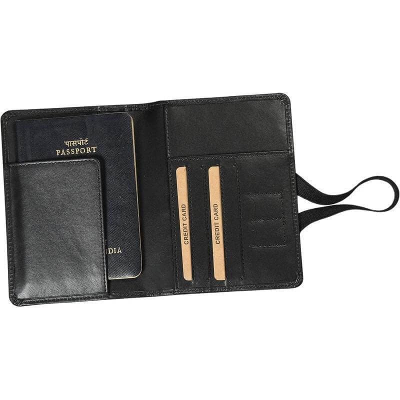 SILZ - eco-neutral Cactus Leather Passport Wallet with Contrast Stitch (Black)