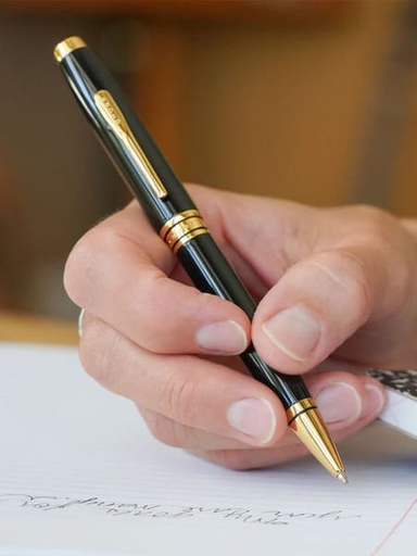 Coventry Classic Black Lacquer with Gold Tone Appointments Ballpoint Pen