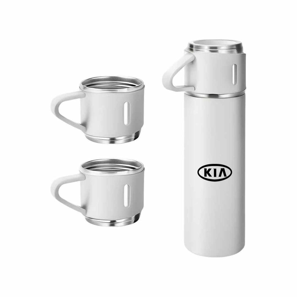 SAFFLE - Giftology Family Set of Vacuum Flask & Two Cups - White