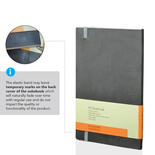 RULBUK - SANTHOME Softcover Ruled A5 Notebook Grey