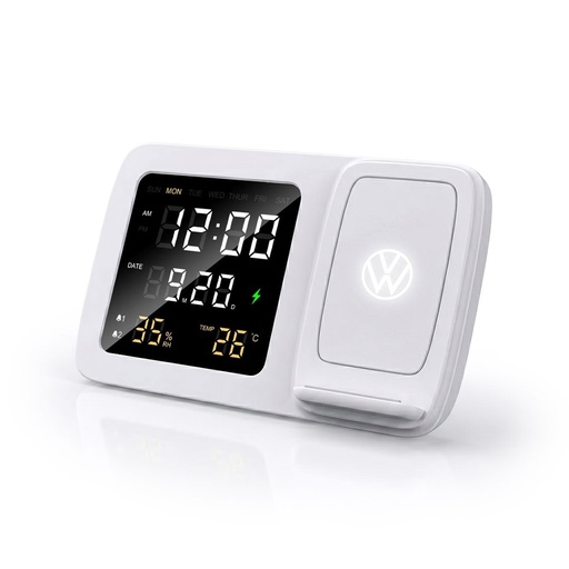 RISE - Giftology Digital Alarm Clock Wireless Charger - White