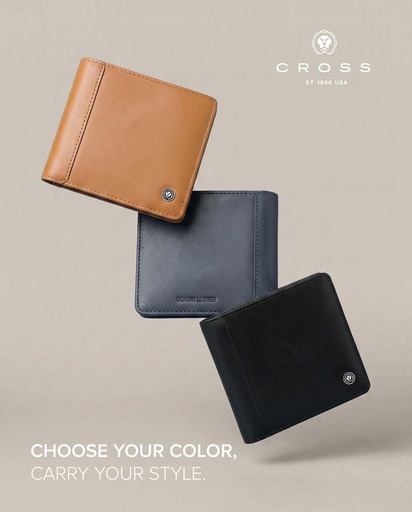 CROSS Leather Clip Wallet - Navy