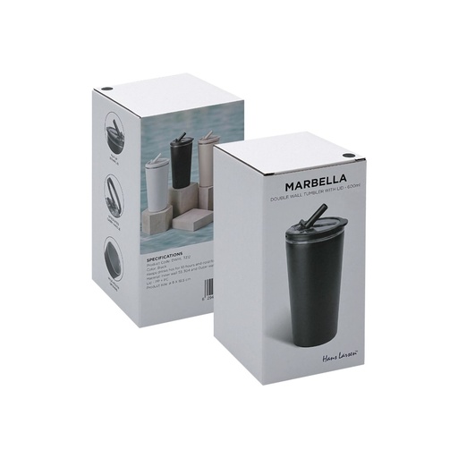 MARBELLA - Hans Larsen Double Wall Tumbler with Sip Lid 600 ml - Black 