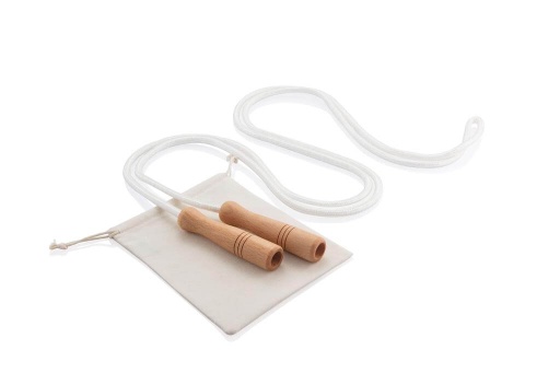 XANTHI - Cotton Jumping Rope with Wooden Handle in a Cotton Pouch