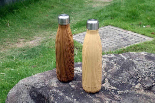 GEYER - Hans Larsen Stainless Steel Water Bottle with Wood Print - Yellow