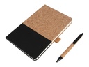 BORSA - eco-neutral A5 Cork Fabric Hard Cover Notebook and Pen Set - Black