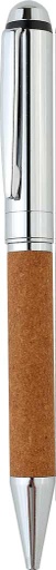 KORU - eco-neutral Metal Pen with Recycled Leather Barrel - Brown