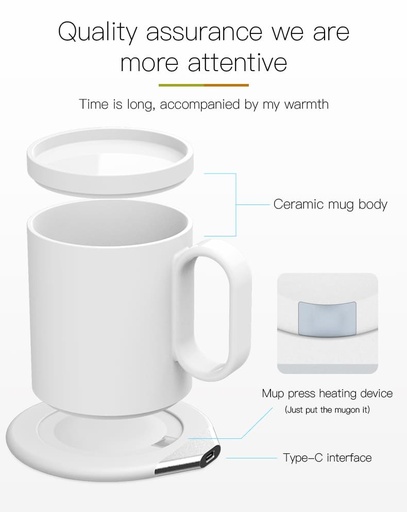 CRIVITS - Smart Mug Warmer with Wireless Charger - White