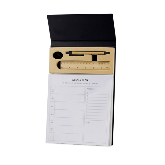 ACERRA - A4 Weekly Desk Planner with Pen, Ruler and U-clips