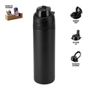 [DWHL 3250] AERO SIP - Hans Larsen Recycled Stainless Steel Bottle with Dual Sip Lid - Black