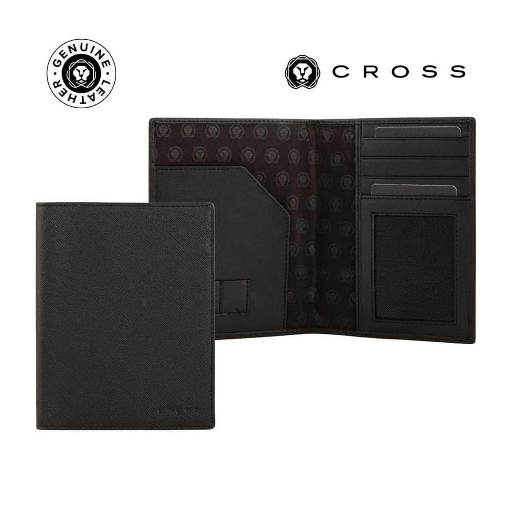 CROSS Saffiano Leather 4CC Passport Cover - Black