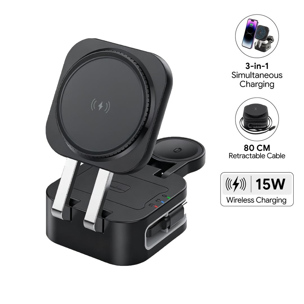 TRIODE @memorii 4 in 1 Foldable Wireless Fast Charging Station