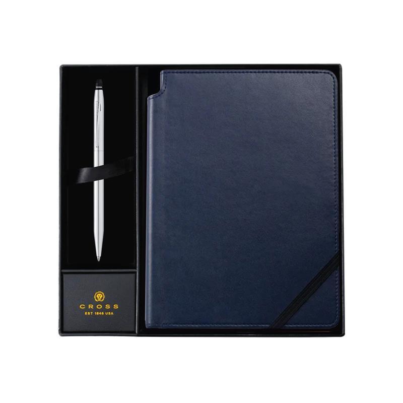 Cross Click™ Chrome Ballpoint Pen with Classic Blue Journal Gift Set