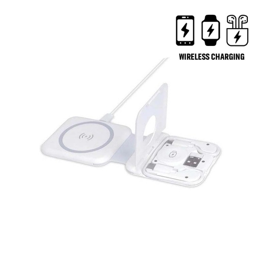 [ITWC 1245] TURIN - @memorii Foldable Wireless Charger and Multicable Set - White