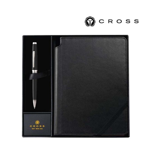 [GSCR 5002] Cross Coventry Black Lacquer Ballpoint Pen with Classic Black Journal Gift Set