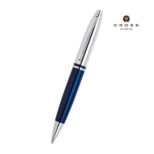 [WICR 5389] Cross Calais™ Chrome/Blue Lacquer with Polished Chrome Appointments Ballpoint Pen  (Blue Ink)