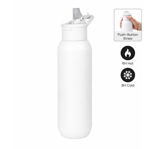 [DWHL 3305] TOLEDO - Hans Larsen Double Wall Bottle with Straw  600 ml - White